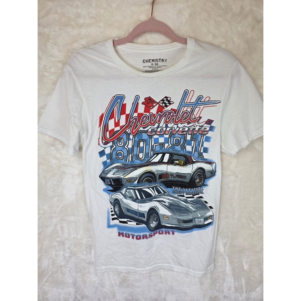 Chemistry‎ Chevrolet Corvette Motorsport Graphic T-Shirt White Mens Small 80-81